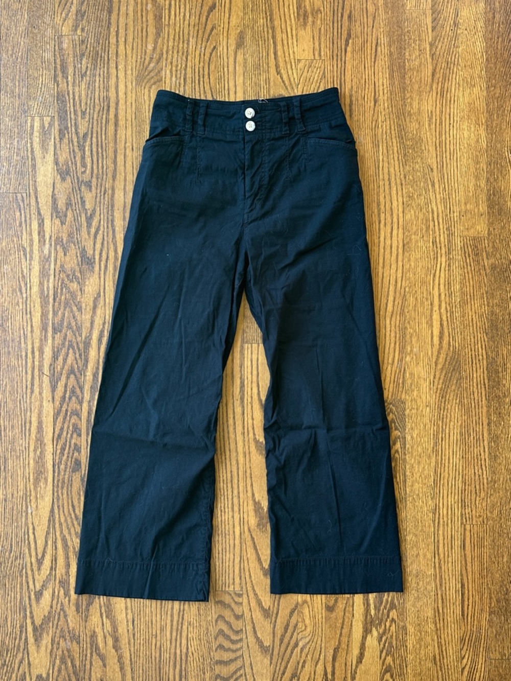 Anthropologie Black Wide-Leg Pants with Button Front